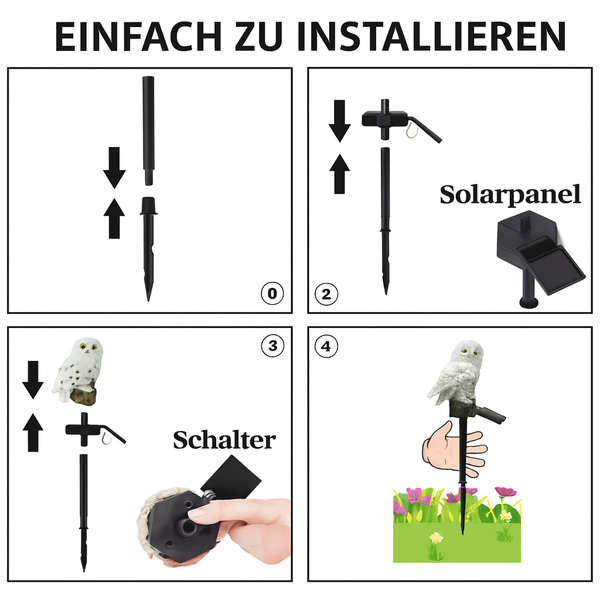 Handgefertigte magische Solar-Eulen