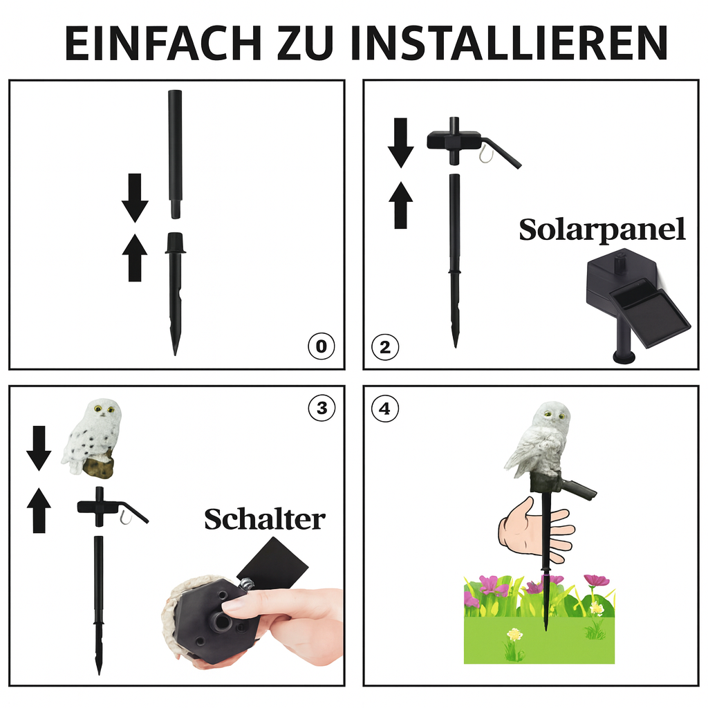 Handgefertigte magische Solar-Eulen